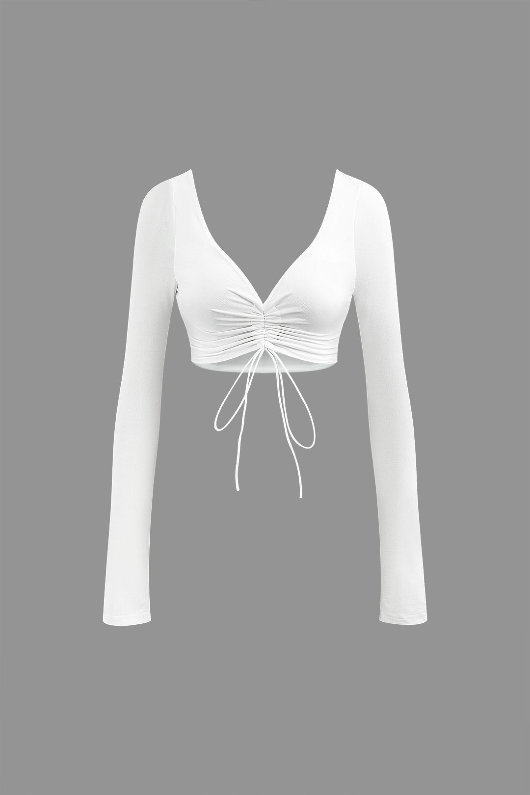 V-Neck Drawstring Crop Top & Knot Side Slit Skirt Set - Y2K Aesthetic Outfit V-Neck Drawstring Crop Top & Knot Side Slit Skirt Set - Y2K Aesthetic Outfit