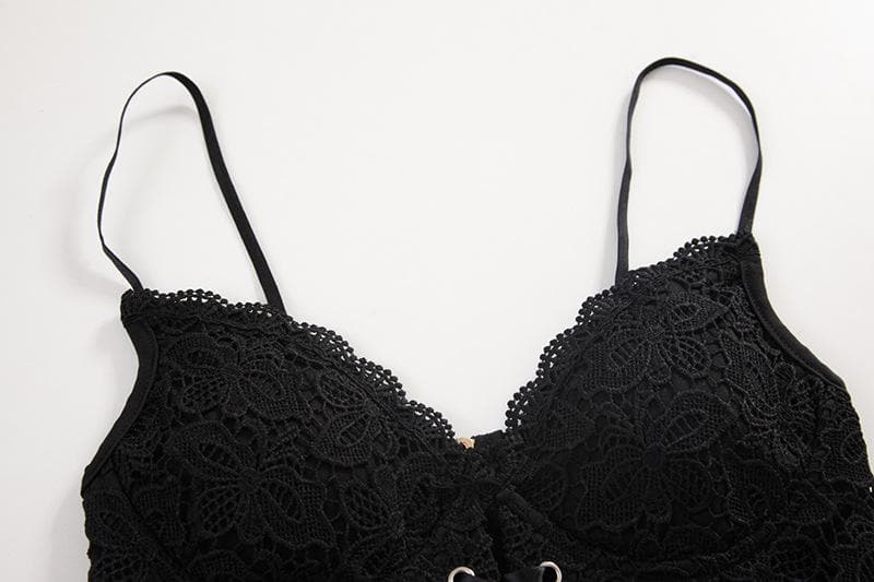 V-Neck Heart Neck Solid Lace-Up Zip-Up Cami Top with Lace Hem for Y2K Aesthetic Outfits V-Neck Heart Neck Solid Lace-Up Zip-Up Cami Top with Lace Hem for Y2K Aesthetic Outfits