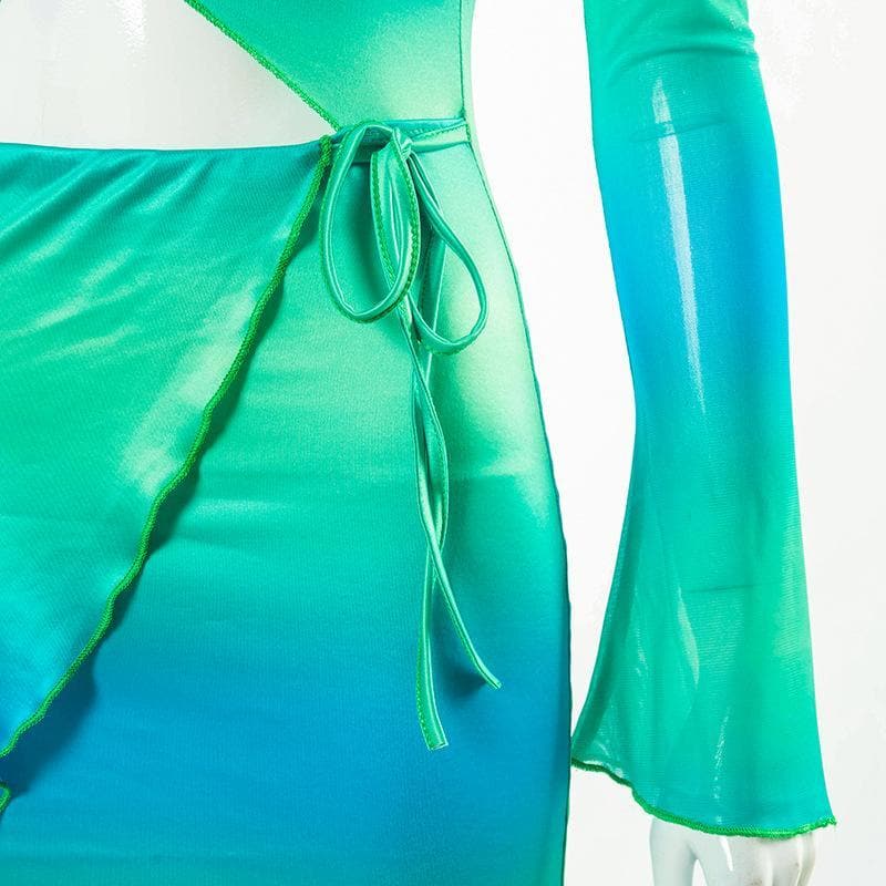 V-Neck Hollow Out Cross Front Ruffled Print Dress - Y2K Aesthetic Cute Dress for Stylish Looks V-Neck Hollow Out Cross Front Ruffled Print Dress - Y2K Aesthetic Cute Dress for Stylish Looks