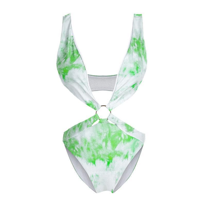 V-Neck Hollow Out Tie-Dye Bikini: Trendy Y2K Swimwear for Stylish Summer Vibes V-Neck Hollow Out Tie-Dye Bikini: Trendy Y2K Swimwear for Stylish Summer Vibes