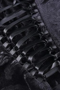 V-Neck Lace-Up Velvet Cami Top - Y2K Fashion Essential for Coquette and Grunge Aesthetics