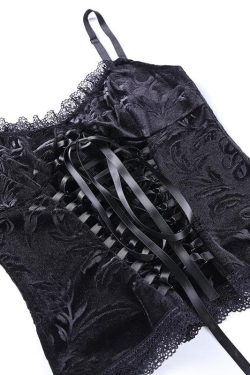 V-Neck Lace-Up Velvet Cami Top - Y2K Fashion Essential for Coquette and Grunge Aesthetics