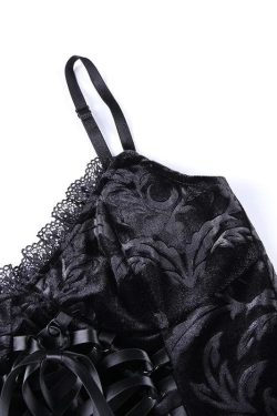 V-Neck Lace-Up Velvet Cami Top - Y2K Fashion Essential for Coquette and Grunge Aesthetics