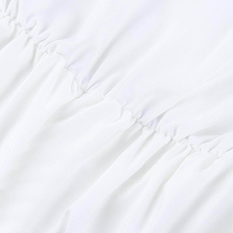 V-Neck Long Flared Sleeve Ruched Mini Dress - Y2K Aesthetic Solid Style for Trendy Looks V-Neck Long Flared Sleeve Ruched Mini Dress - Y2K Aesthetic Solid Style for Trendy Looks