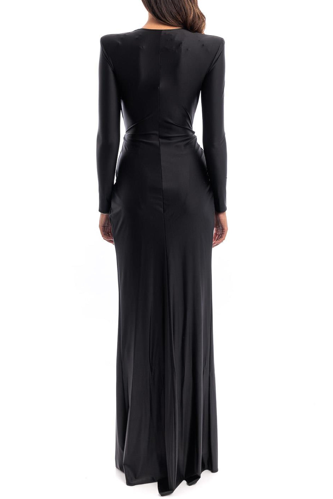 V-neck Pearl Cross Twist Front Ruched Maxi Dress - Elegant Y2K Aesthetic Long Sleeve Style V-neck Pearl Cross Twist Front Ruched Maxi Dress - Elegant Y2K Aesthetic Long Sleeve Style