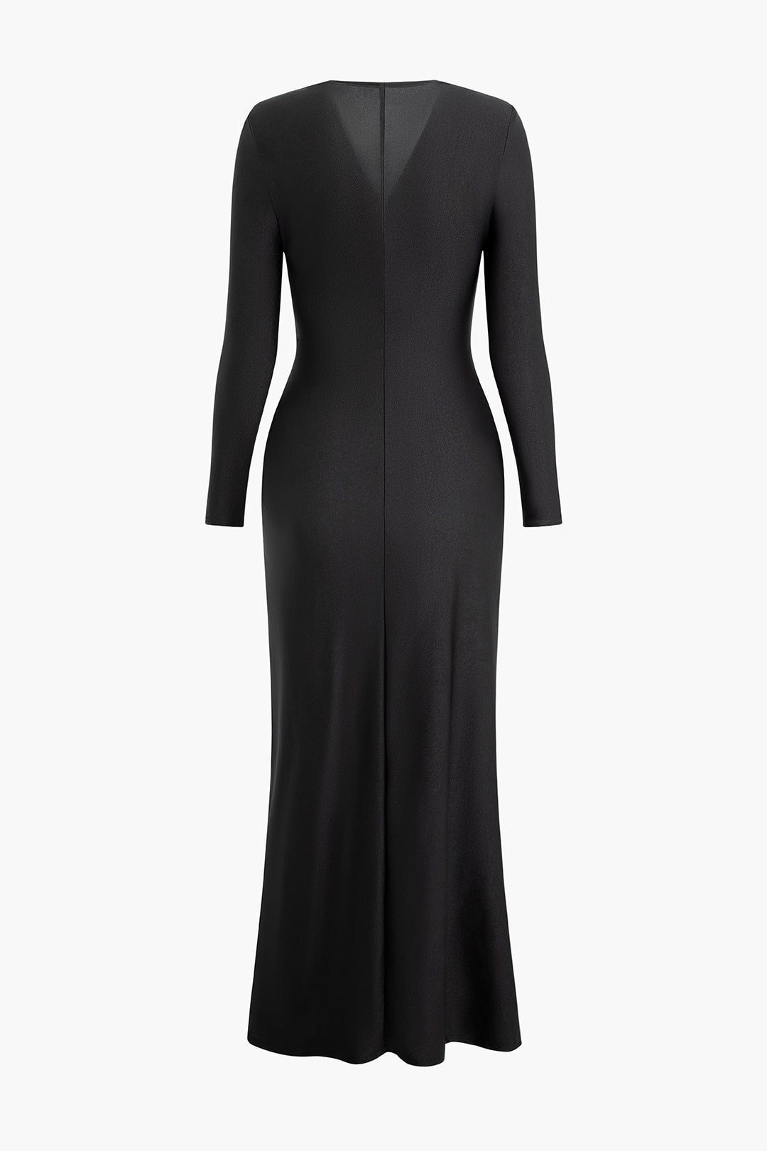V-neck Pearl Cross Twist Front Ruched Maxi Dress - Elegant Y2K Aesthetic Long Sleeve Style V-neck Pearl Cross Twist Front Ruched Maxi Dress - Elegant Y2K Aesthetic Long Sleeve Style