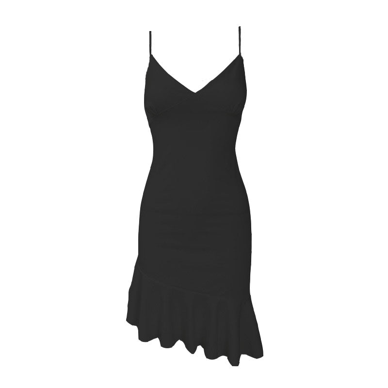 V-Neck Ruffle Backless Irregular Solid Cami Dress - Y2K Aesthetic Fashion Essential V-Neck Ruffle Backless Irregular Solid Cami Dress - Y2K Aesthetic Fashion Essential