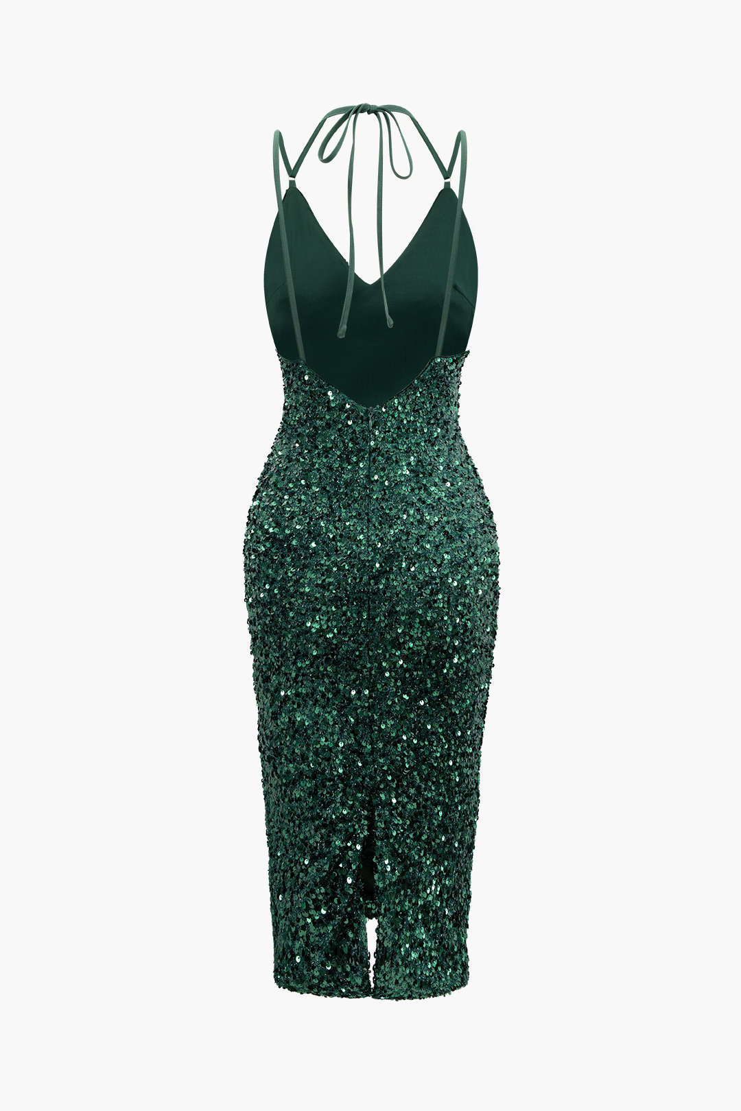 V-Neck Sequin Halter Backless Slit Midi Dress for Y2K Fashion & Coquette Aesthetic V-Neck Sequin Halter Backless Slit Midi Dress for Y2K Fashion & Coquette Aesthetic