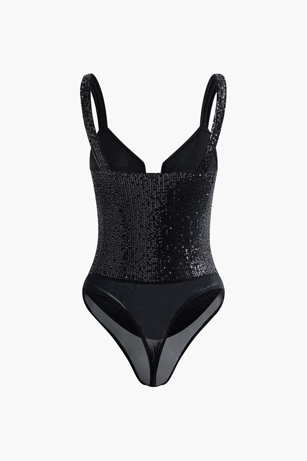 V-Neck Sequin Sleeveless Bodysuit for Y2K Fashion and Coquette Aesthetic Outfits