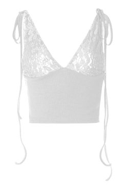 V-Neck Sheer Lace Ribbed Patchwork Ruched Backless Top for Y2K and Coquette Aesthetic