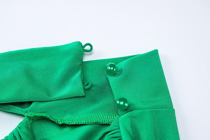 V-Neck Solid Ruched Long Sleeve Bodysuit with High Neck - Y2K Fashion Essential V-Neck Solid Ruched Long Sleeve Bodysuit with High Neck - Y2K Fashion Essential