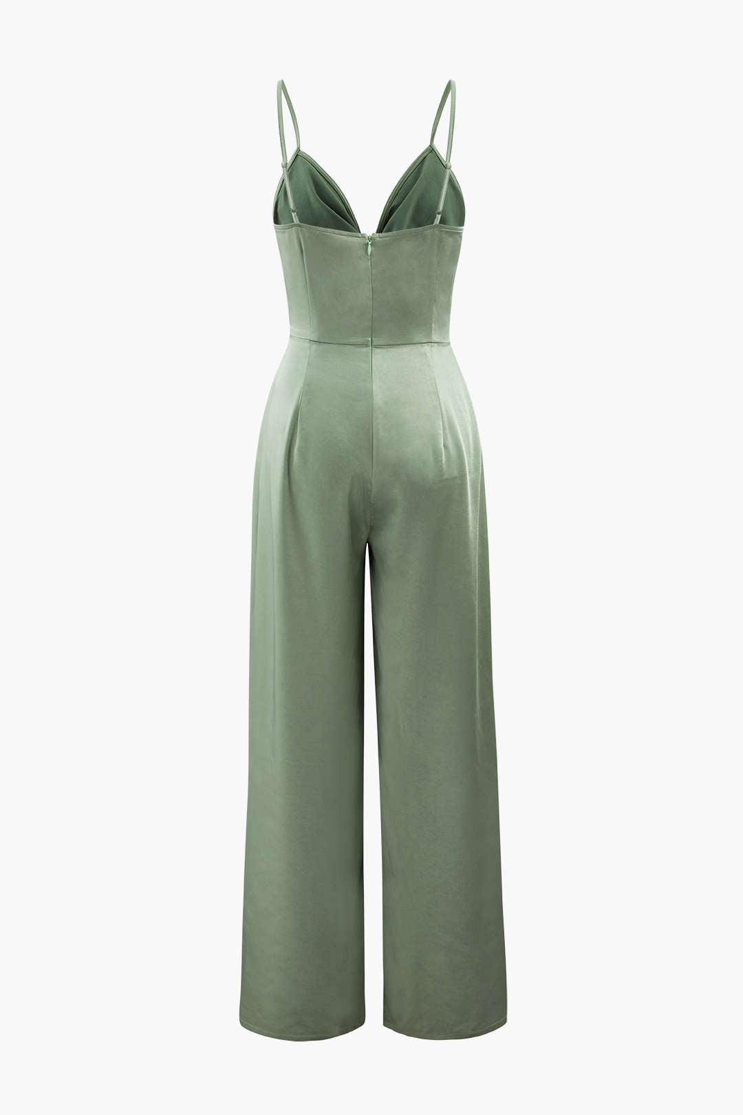 V-neck Twist Front Satin Jumpsuit - Chic Y2K Aesthetic Outfit for Stylish Occasions