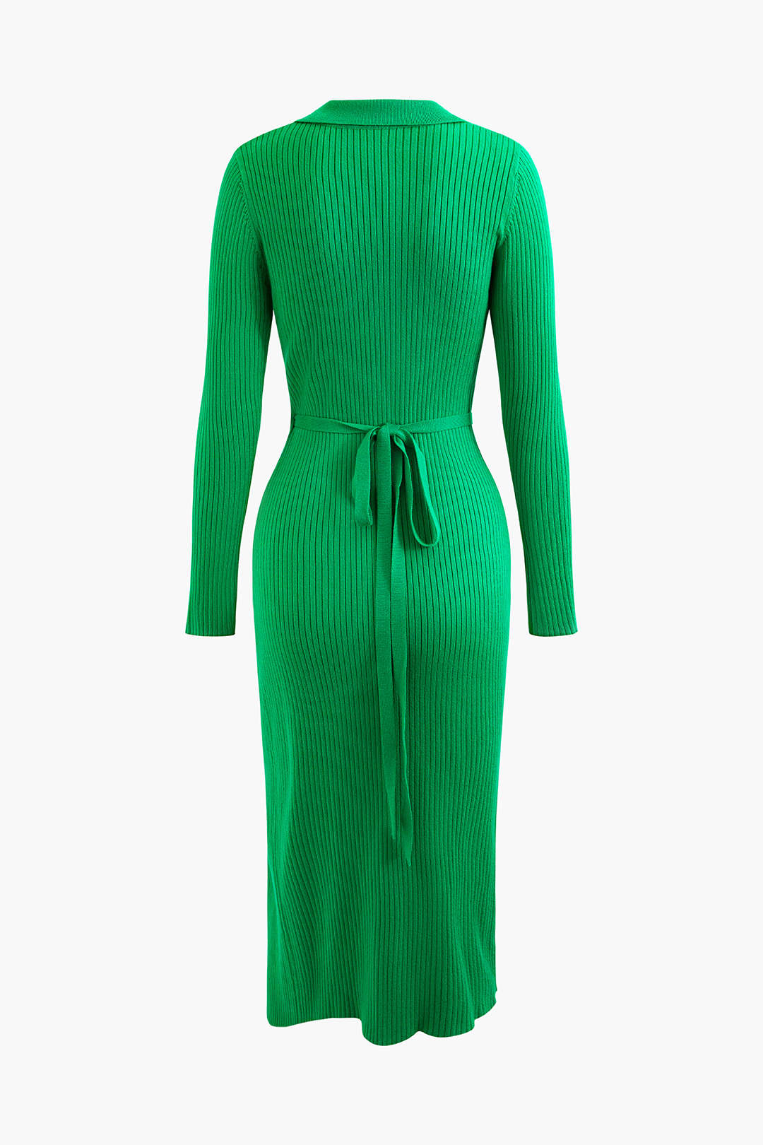 V-neck Wrap Tie Long Sleeve Rib Knit Midi Dress - Y2K Aesthetic Fashion Essential V-neck Wrap Tie Long Sleeve Rib Knit Midi Dress - Y2K Aesthetic Fashion Essential