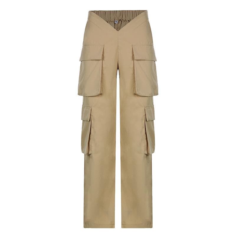 V Waist Pocket Solid Cargo Pants - Trendy Y2K Style for Effortless Aesthetic Outfits V Waist Pocket Solid Cargo Pants - Trendy Y2K Style for Effortless Aesthetic Outfits