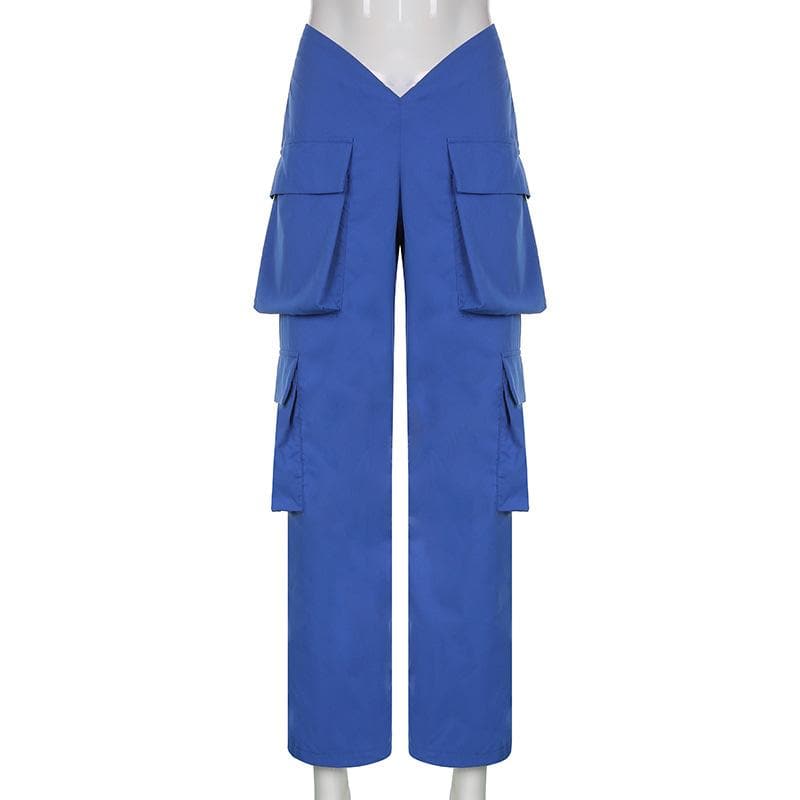 V Waist Pocket Solid Cargo Pants - Trendy Y2K Style for Effortless Aesthetic Outfits V Waist Pocket Solid Cargo Pants - Trendy Y2K Style for Effortless Aesthetic Outfits