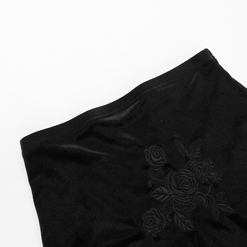 Velvet Embroidered Flower Applique Lace Hem Ruched Maxi Skirt for Y2K Aesthetic Outfits Velvet Embroidered Flower Applique Lace Hem Ruched Maxi Skirt for Y2K Aesthetic Outfits