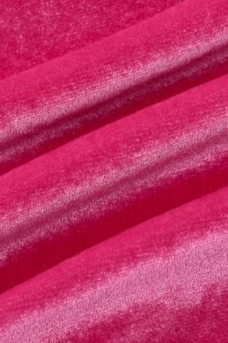 Velvet Flower Applique Drawstring Mini Dress with Long Sleeve Gloves - Y2K Aesthetic Style