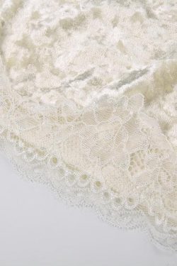 Velvet Lace Hem Backless Cami Top - Y2K Fashion Essential for Coquette Aesthetic Outfits