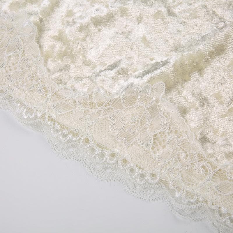 Velvet Lace Hem Backless Cami Top - Y2K Fashion Essential for Coquette Aesthetic Outfits Velvet Lace Hem Backless Cami Top - Y2K Fashion Essential for Coquette Aesthetic Outfits