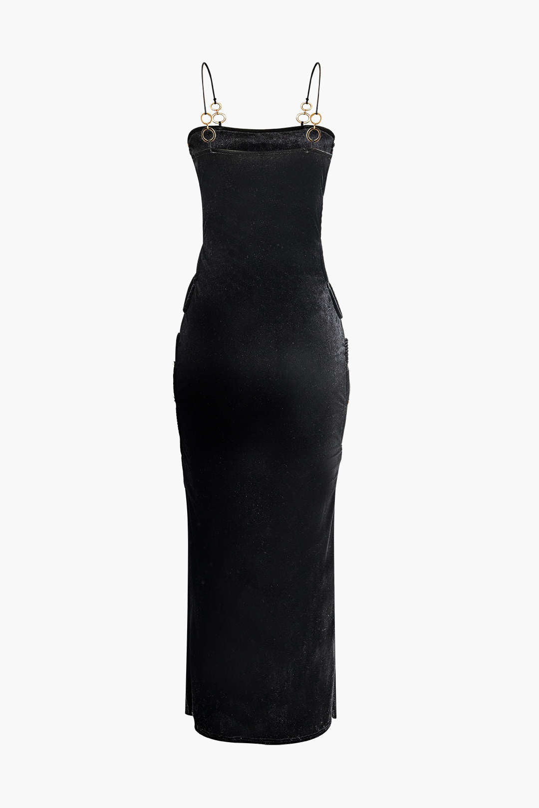 Velvet O-Ring Side Cut Out Slit Maxi Dress - Y2K Aesthetic Evening Wear for Chic Style Velvet O-Ring Side Cut Out Slit Maxi Dress - Y2K Aesthetic Evening Wear for Chic Style