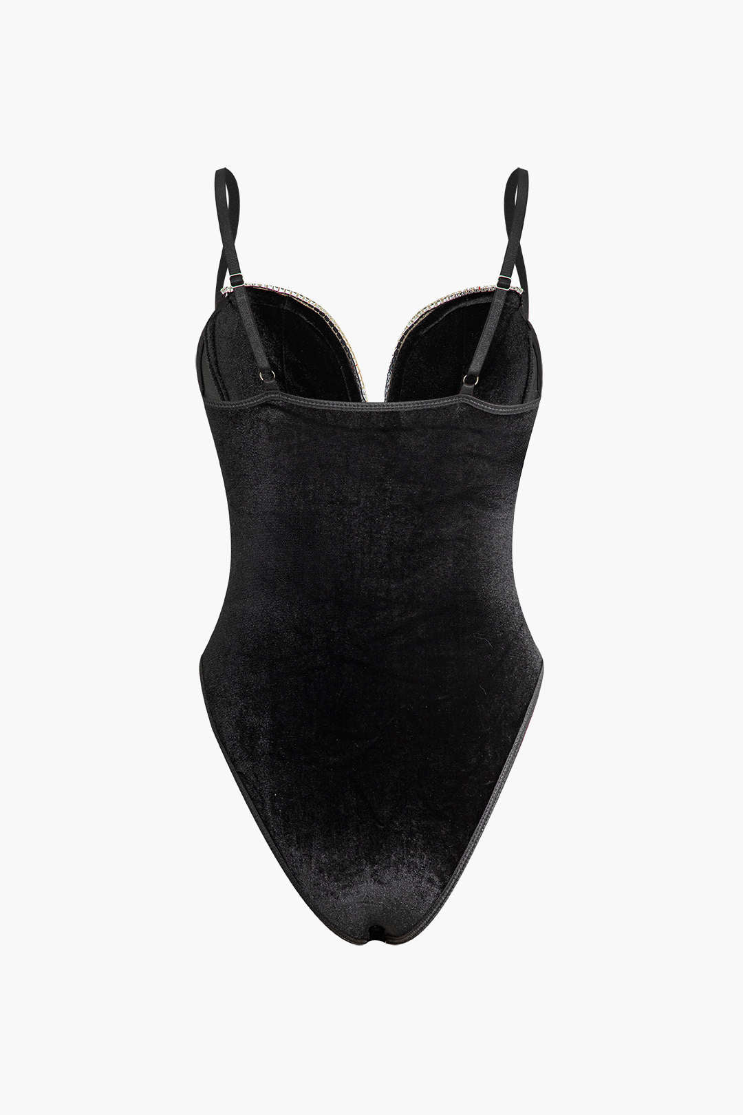 Velvet Rhinestone V-neck Bustier Cami Bodysuit for Y2K Fashion & Coquette Aesthetic