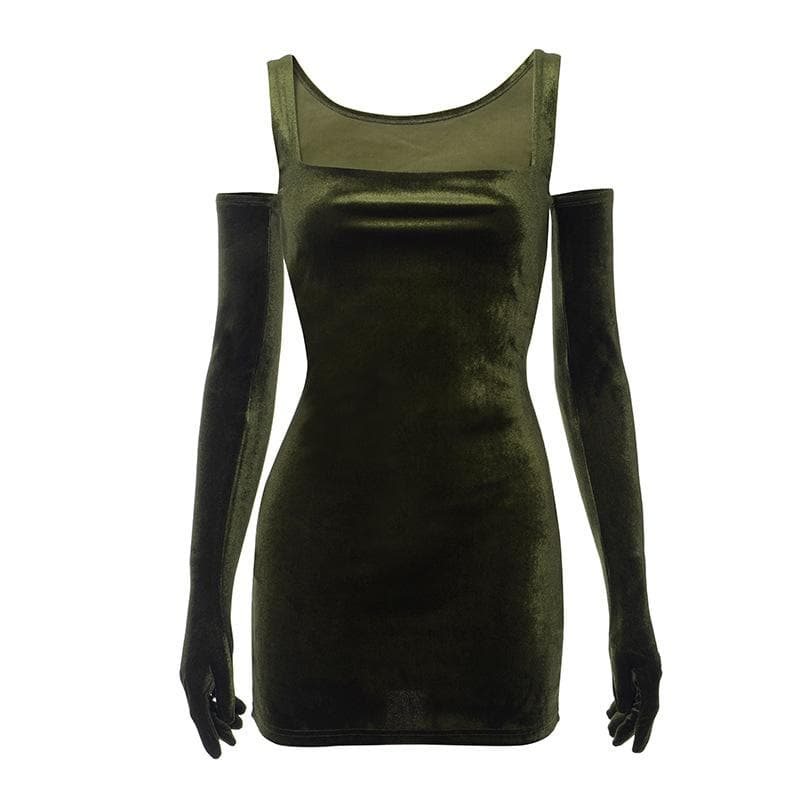 Velvet Sleeveless Mini Dress with Solid Square Neck - Y2K Aesthetic Fashion Essential Velvet Sleeveless Mini Dress with Solid Square Neck - Y2K Aesthetic Fashion Essential