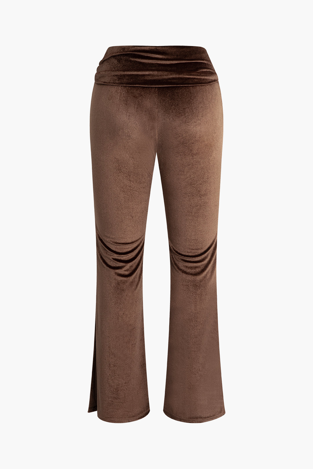 Velvet Square Neck Long Sleeve Top with Ruched Flare Leg Slit Pants Set for Y2K Aesthetic Velvet Square Neck Long Sleeve Top with Ruched Flare Leg Slit Pants Set for Y2K Aesthetic