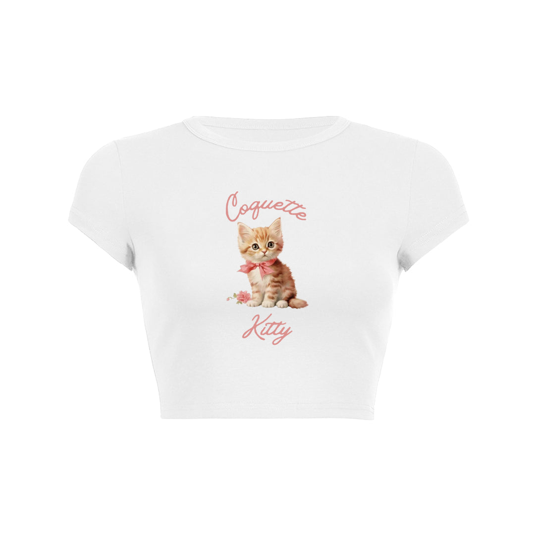 Vintage Coquette Cat Tee - Y2K Aesthetic Cute Top for Coquette Style Lovers Vintage Coquette Cat Tee - Y2K Aesthetic Cute Top for Coquette Style Lovers