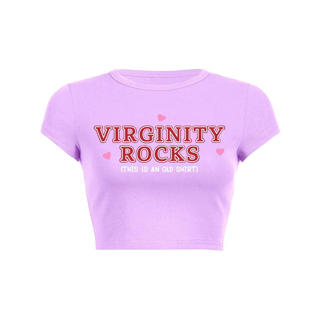 Virginity Rocks Y2K Aesthetic Baby Tee - Cute Retro Top for Trendy Outfits Virginity Rocks Y2K Aesthetic Baby Tee - Cute Retro Top for Trendy Outfits