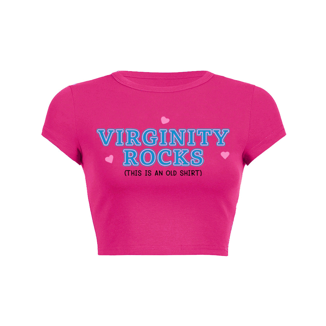 Virginity Rocks Y2K Aesthetic Baby Tee - Cute Retro Top for Trendy Outfits Virginity Rocks Y2K Aesthetic Baby Tee - Cute Retro Top for Trendy Outfits