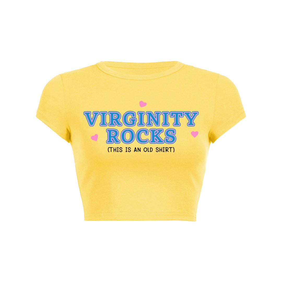 Virginity Rocks Y2K Aesthetic Baby Tee - Cute Retro Top for Trendy Outfits Virginity Rocks Y2K Aesthetic Baby Tee - Cute Retro Top for Trendy Outfits
