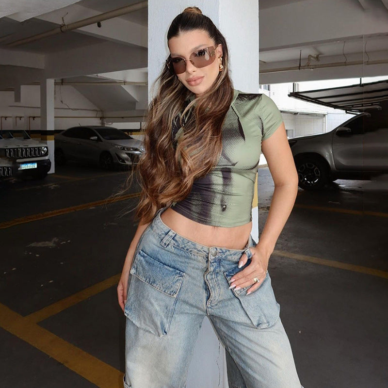 Y2K Aesthetic Body Print Short Sleeve T-Shirt - Cute Tops for Trendy Outfits Y2K Aesthetic Body Print Short Sleeve T-Shirt - Cute Tops for Trendy Outfits