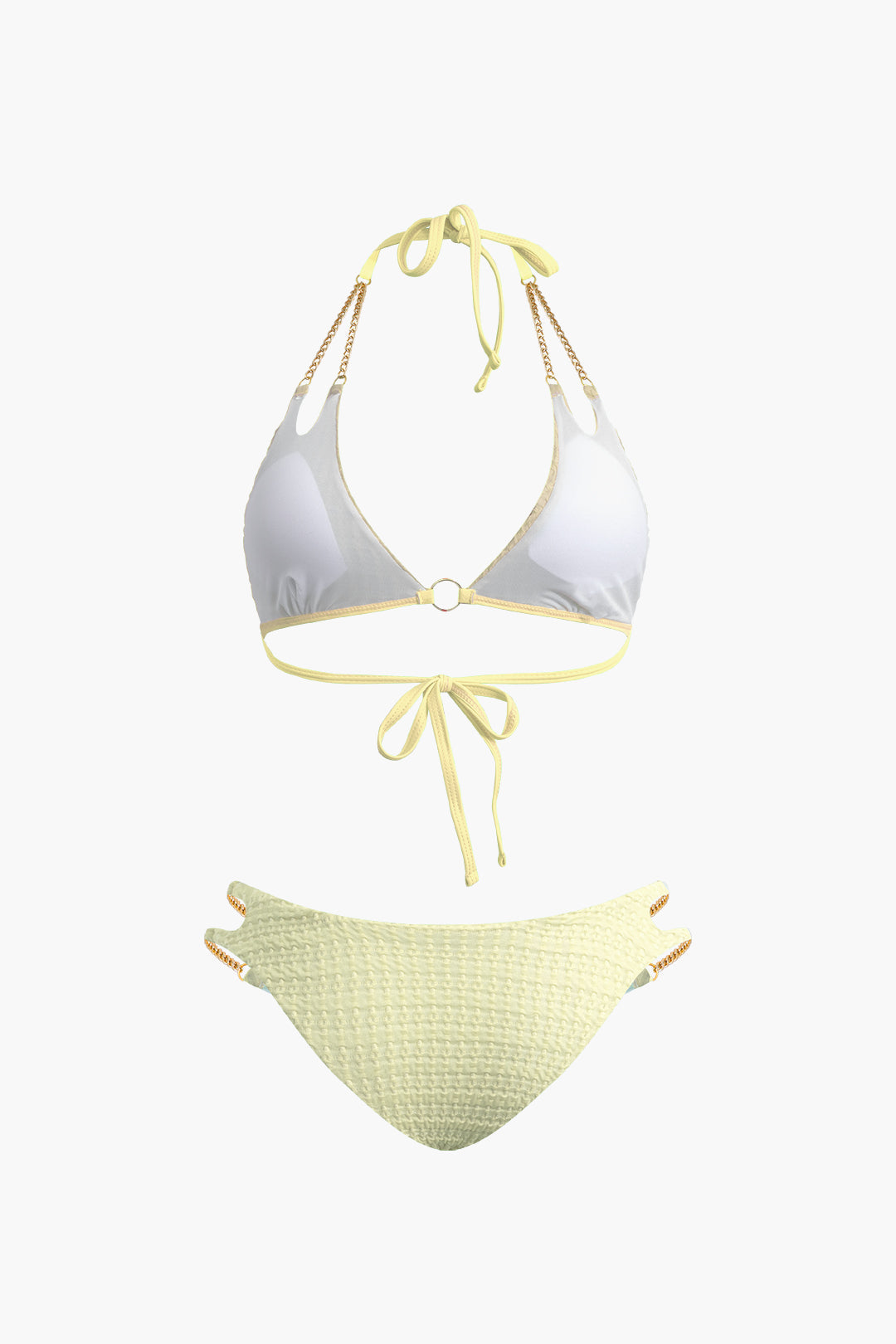 Y2K Aesthetic Chain Tie Halter Bikini Set - Trendy Swimwear for Coquette Style Lovers Y2K Aesthetic Chain Tie Halter Bikini Set - Trendy Swimwear for Coquette Style Lovers
