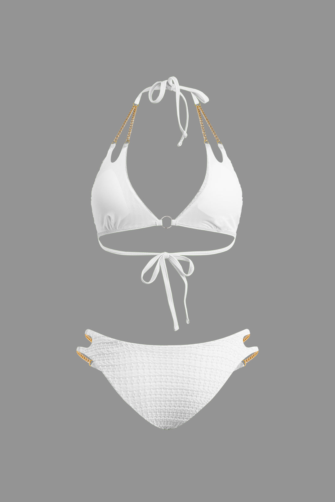 Y2K Aesthetic Chain Tie Halter Bikini Set - Trendy Swimwear for Coquette Style Lovers Y2K Aesthetic Chain Tie Halter Bikini Set - Trendy Swimwear for Coquette Style Lovers
