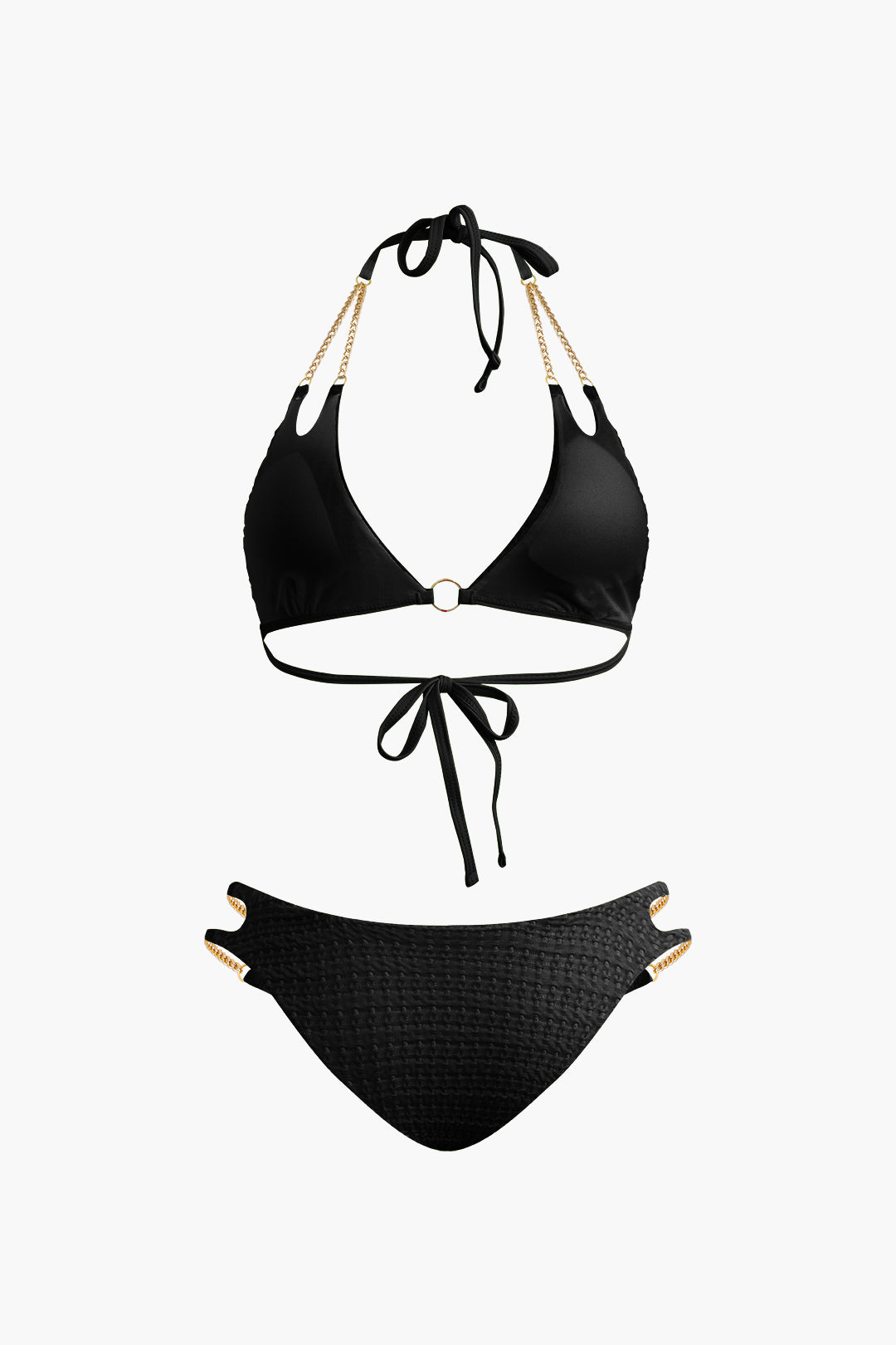 Y2K Aesthetic Chain Tie Halter Bikini Set - Trendy Swimwear for Coquette Style Lovers Y2K Aesthetic Chain Tie Halter Bikini Set - Trendy Swimwear for Coquette Style Lovers