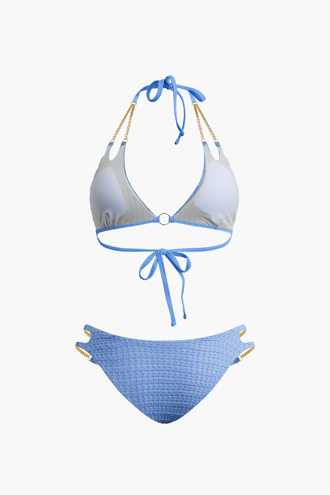 Y2K Aesthetic Chain Tie Halter Bikini Set - Trendy Swimwear for Coquette Style Lovers Y2K Aesthetic Chain Tie Halter Bikini Set - Trendy Swimwear for Coquette Style Lovers