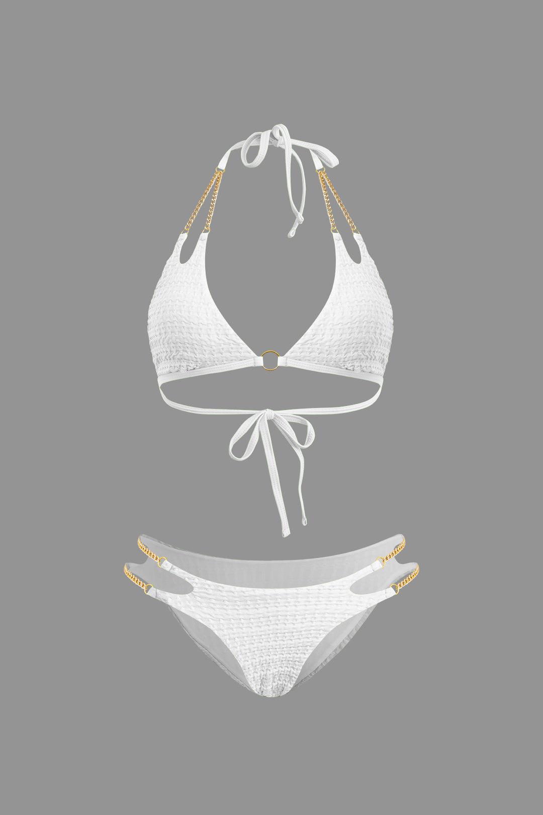 Y2K Aesthetic Chain Tie Halter Bikini Set - Trendy Swimwear for Coquette Style Lovers Y2K Aesthetic Chain Tie Halter Bikini Set - Trendy Swimwear for Coquette Style Lovers