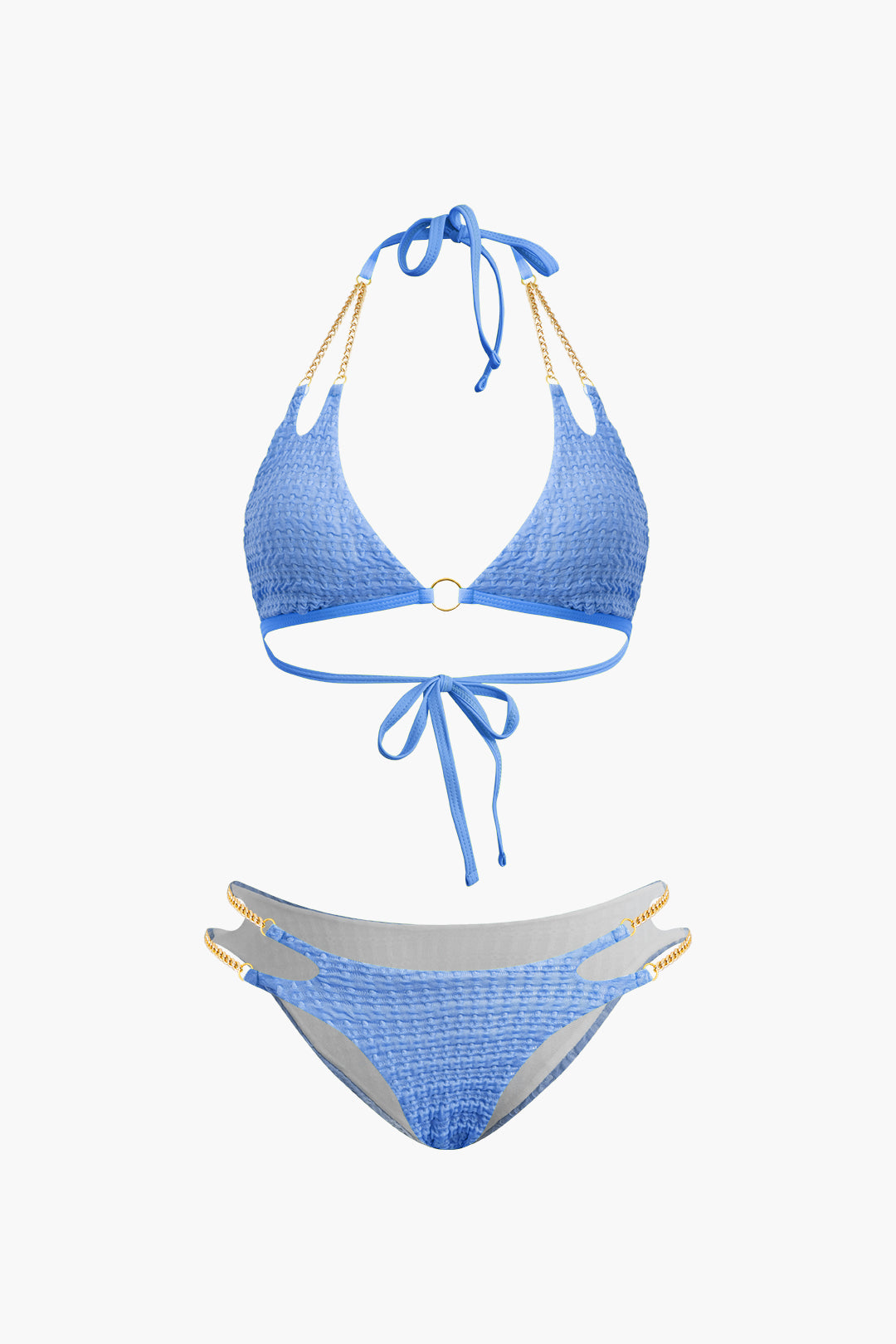 Y2K Aesthetic Chain Tie Halter Bikini Set - Trendy Swimwear for Coquette Style Lovers Y2K Aesthetic Chain Tie Halter Bikini Set - Trendy Swimwear for Coquette Style Lovers