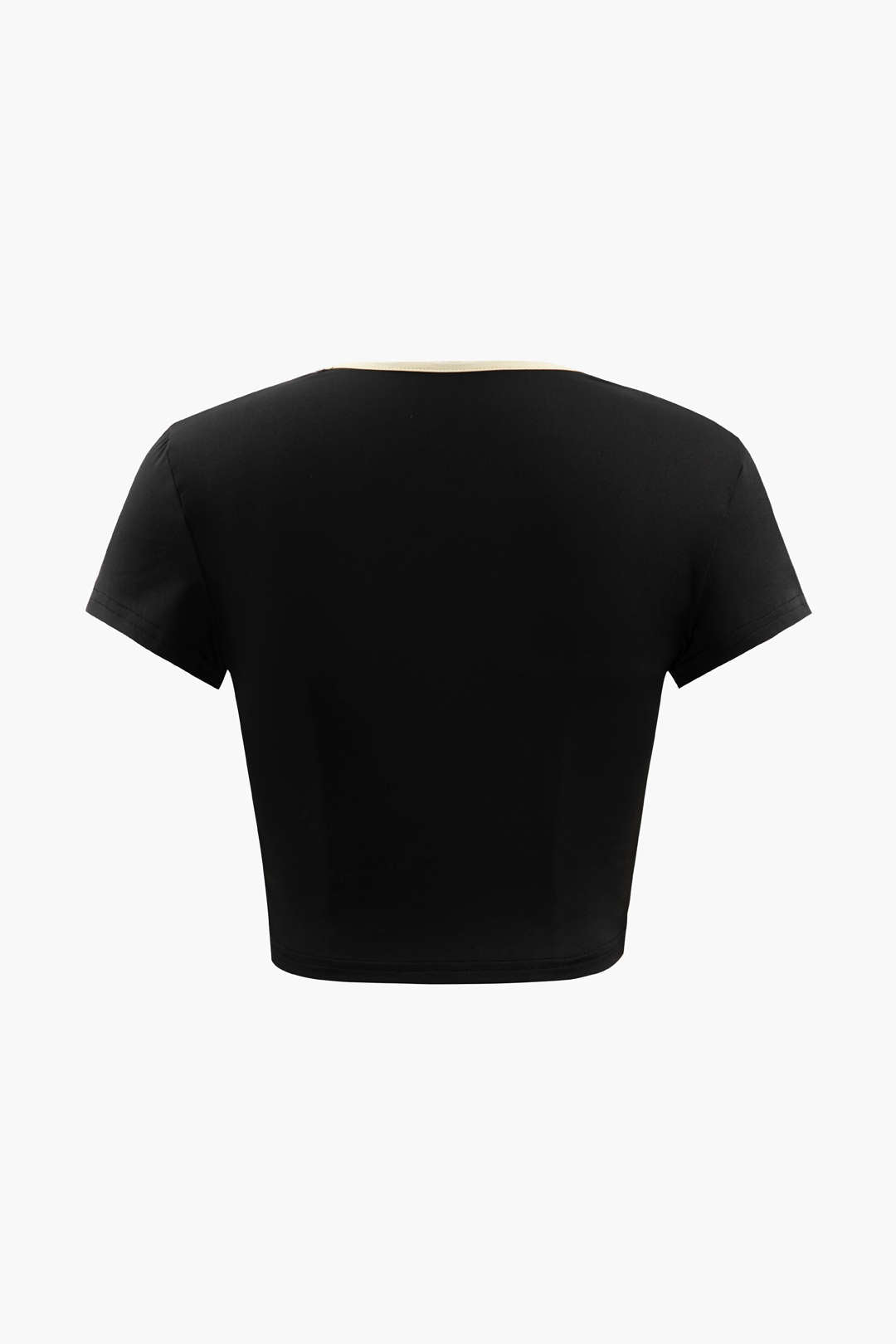 Y2K Aesthetic Contrast Binding Square Neck T-Shirt & Bootcut Pants Set for Trendy Outfits Y2K Aesthetic Contrast Binding Square Neck T-Shirt & Bootcut Pants Set for Trendy Outfits