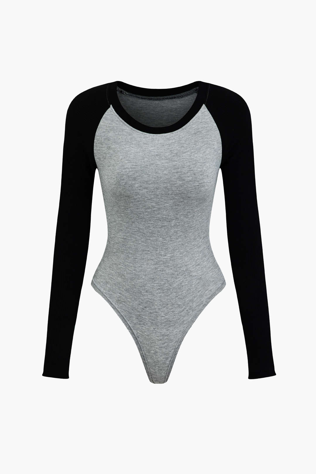 Y2K Aesthetic Contrast Crew Neck Raglan Sleeve Bodysuit for Trendy Outfits