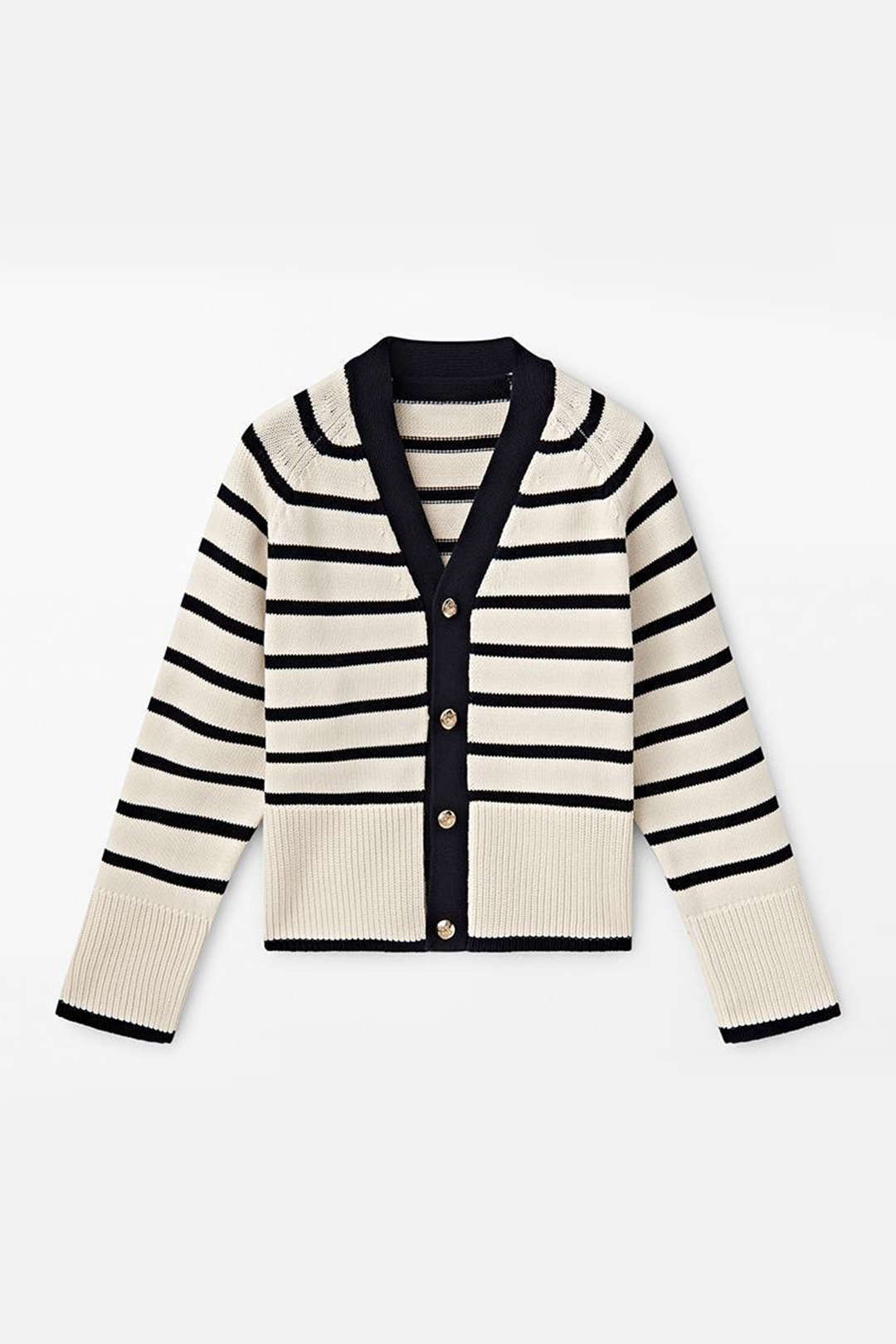 Y2K Aesthetic Contrast Stripe V-Neck Knit Cardigan for Trendy Coquette Style Y2K Aesthetic Contrast Stripe V-Neck Knit Cardigan for Trendy Coquette Style