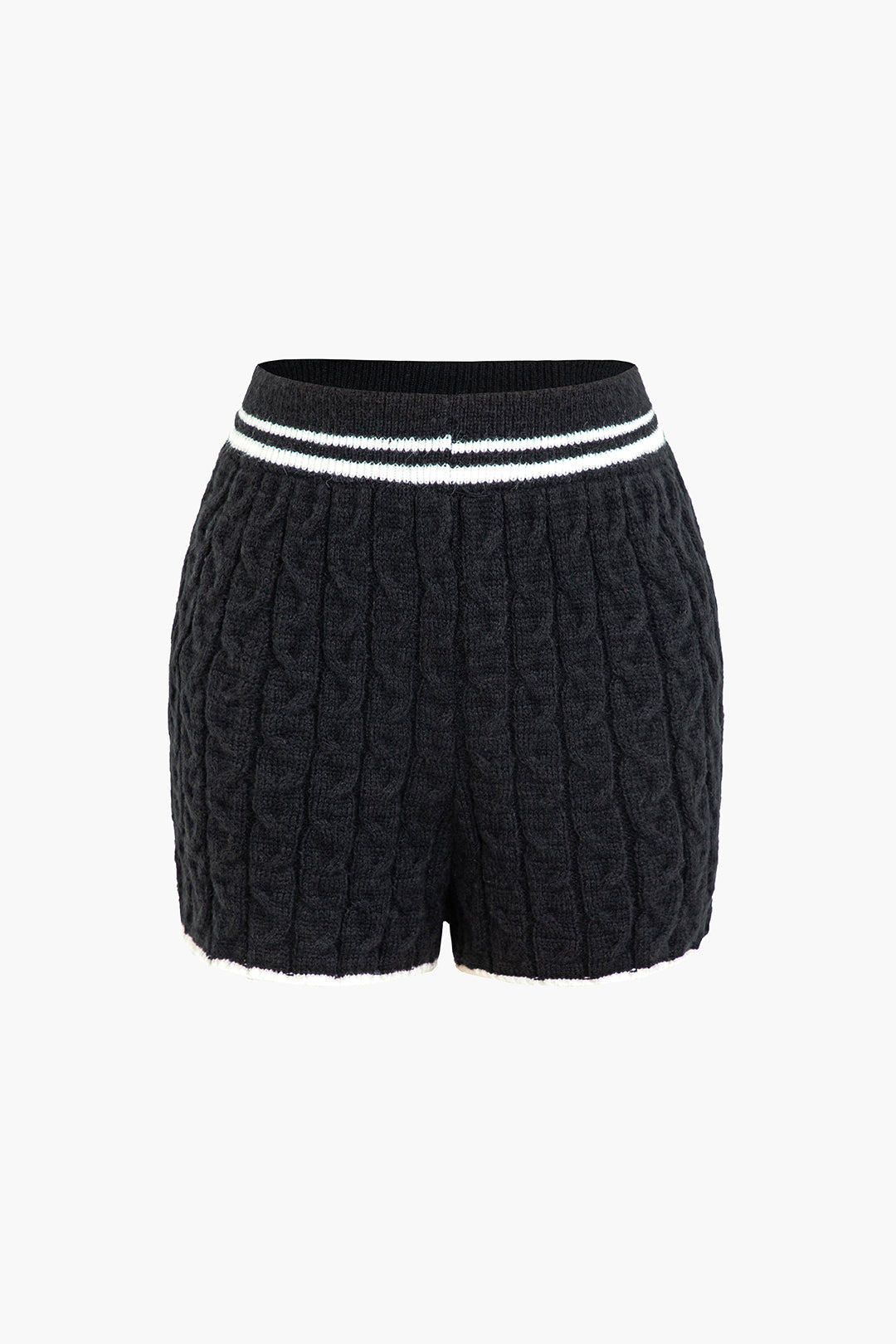 Y2K Aesthetic Contrast Trim V-Neck Knit Top and Shorts Set for Trendy Outfits Y2K Aesthetic Contrast Trim V-Neck Knit Top and Shorts Set for Trendy Outfits