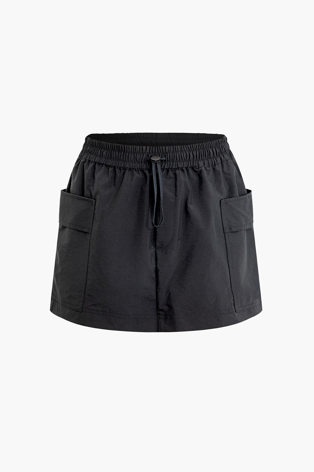 Y2K Aesthetic Elastic Waist Drawstring Skort with Pockets for Trendy Outfits