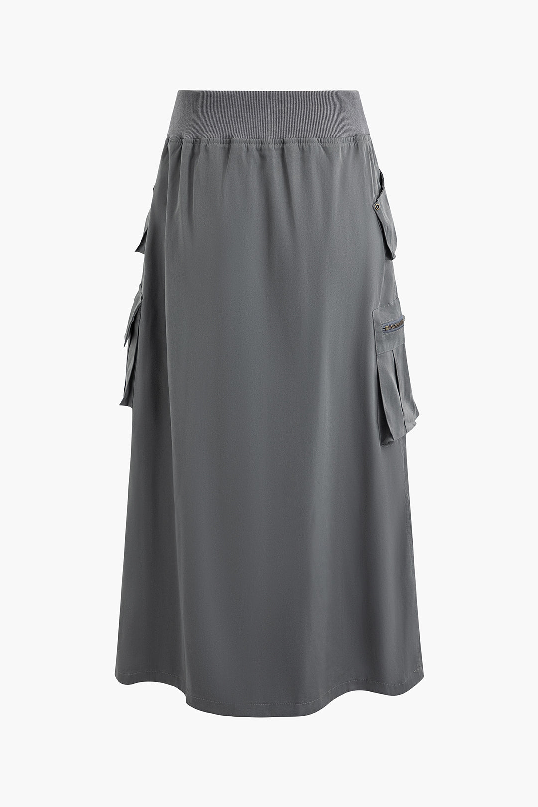 Y2K Aesthetic Elastic Zip-Up Cargo Skirt with Flap Pockets for Trendy Outfits Y2K Aesthetic Elastic Zip-Up Cargo Skirt with Flap Pockets for Trendy Outfits