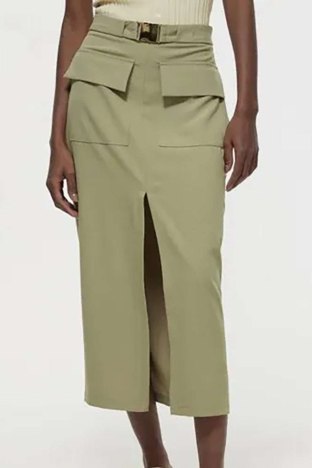 Y2K Aesthetic Flap Pocket Split Front Midi Skirt for Trendy Coquette Style Y2K Aesthetic Flap Pocket Split Front Midi Skirt for Trendy Coquette Style