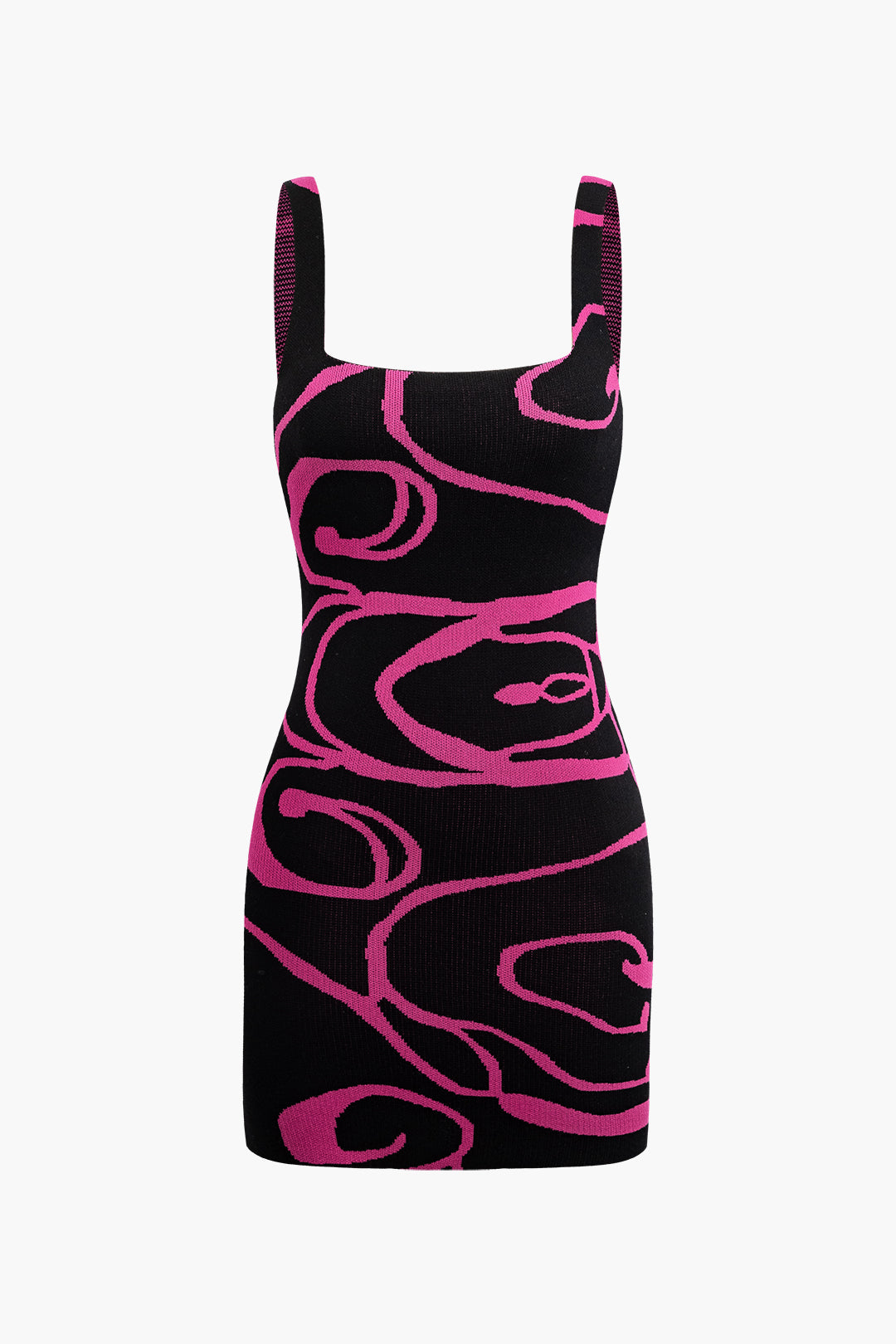 Y2K Aesthetic Line Pattern Knit Sleeveless Mini Dress for Trendy Coquette Style Y2K Aesthetic Line Pattern Knit Sleeveless Mini Dress for Trendy Coquette Style