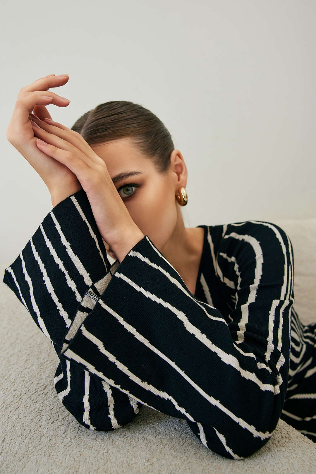 Y2K Aesthetic Line Pattern Round Neck Knit Maxi Dress for Trendy Coquette Style Y2K Aesthetic Line Pattern Round Neck Knit Maxi Dress for Trendy Coquette Style