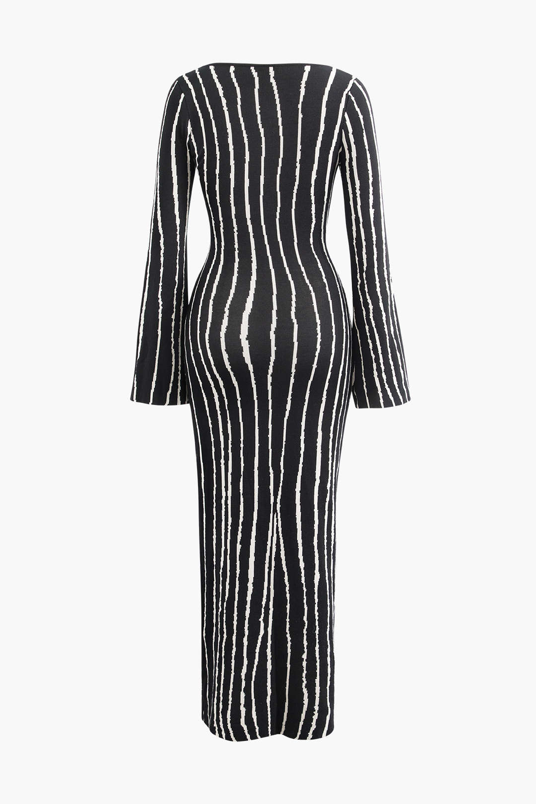 Y2K Aesthetic Line Pattern Round Neck Knit Maxi Dress for Trendy Coquette Style Y2K Aesthetic Line Pattern Round Neck Knit Maxi Dress for Trendy Coquette Style