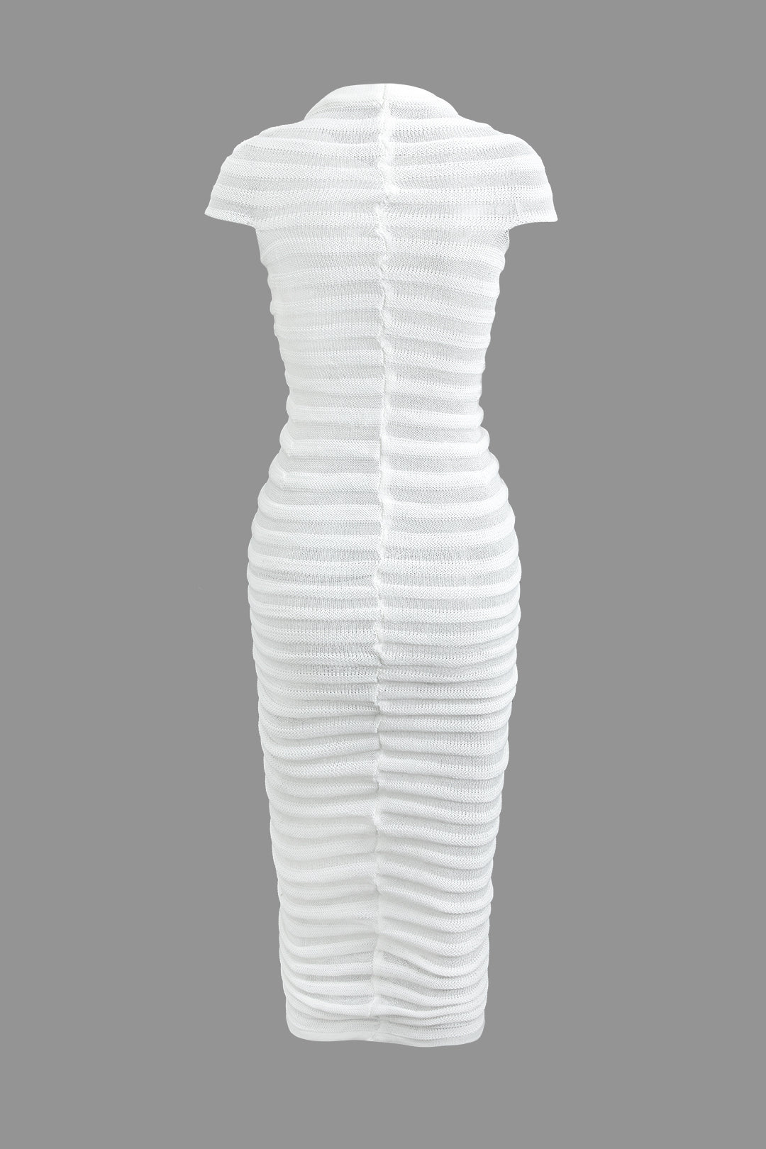 Y2K Aesthetic Mock Neck Knit Stripe Short Sleeve Maxi Dress for Trendy Outfits