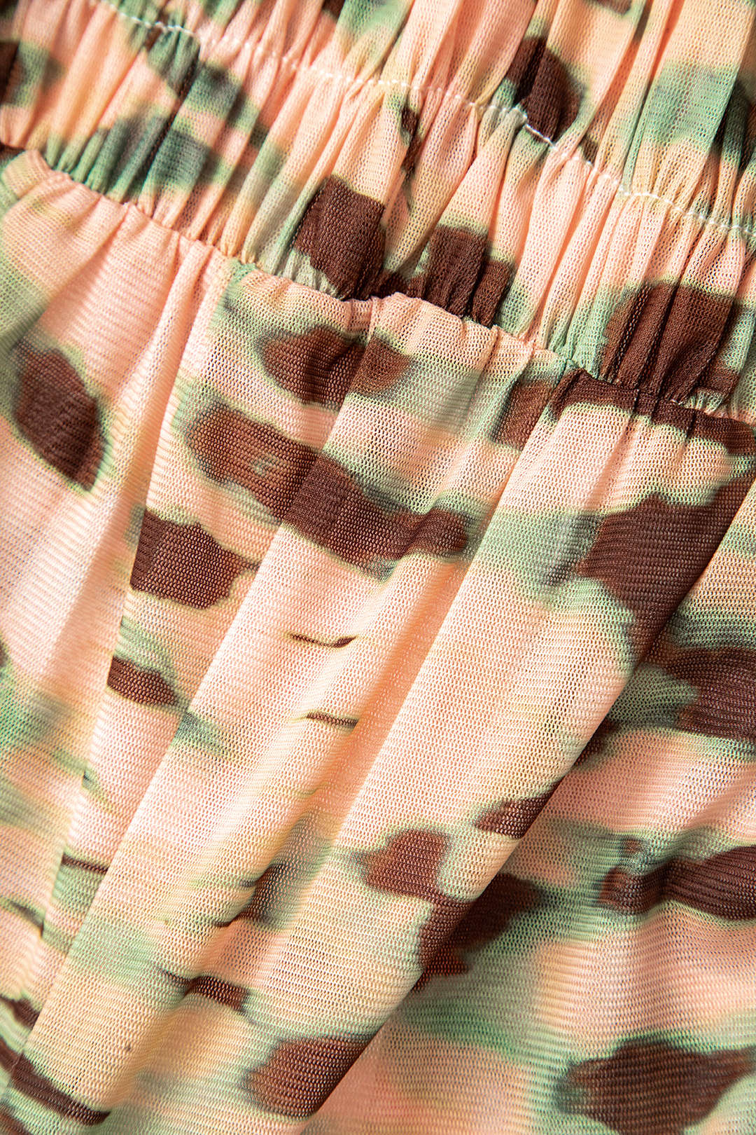 Y2K Aesthetic Tie-Dye Ruched Mesh Top with Bell Sleeves for Trendy Outfits Y2K Aesthetic Tie-Dye Ruched Mesh Top with Bell Sleeves for Trendy Outfits